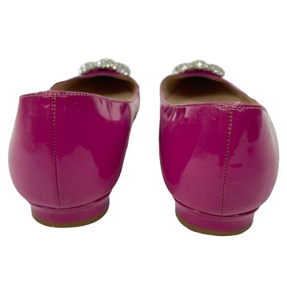 Manolo Blahnik Pink Hangisi Pointed Toe Patent Leather Flats Size 38 - Picture 9 of 16